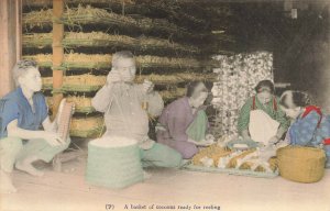 Japan A Basket of Cocoons Ready For Reeling Carte Postale Postcard