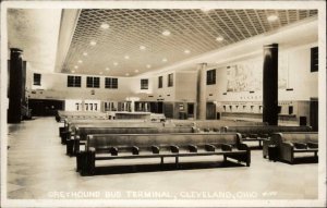 Cleveland Ohio OH Greyhound Bus Station Interior c1950 Real Photo Postcard