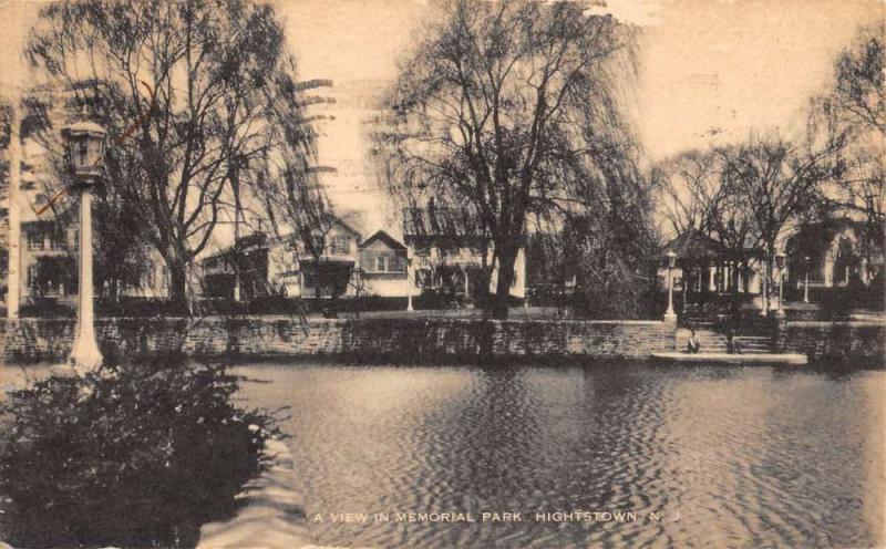 Hightstown New Jersey Memorial Park Waterfront Antique Postcard K76875