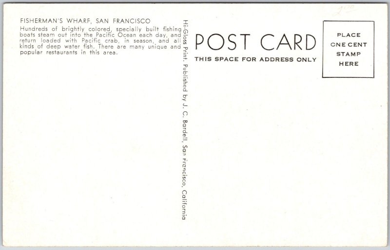 San Francisco CA-California, Fishermen's Wharf, Fishing Boats Steam, Postcard