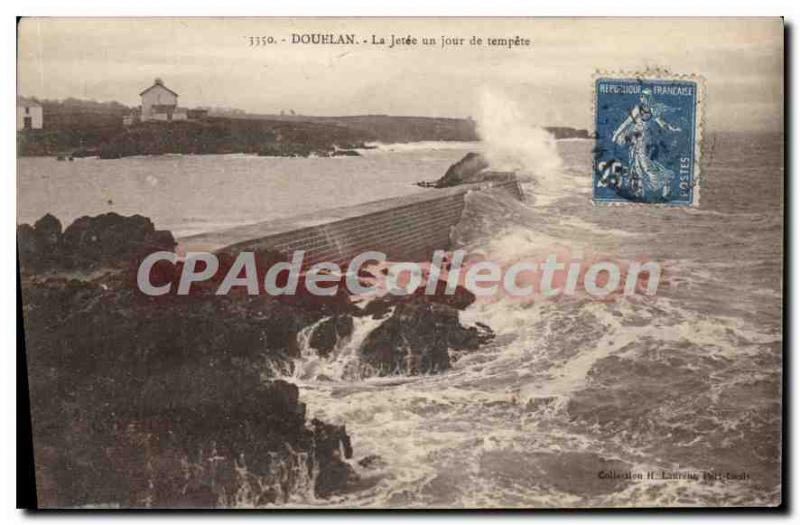 Postcard Old Douelan the Jetee one day Tempete