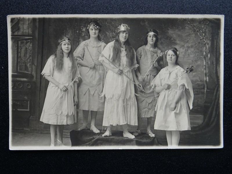 Portrait GIRLS AS FAIRIES 1920s RP Postcard by Thirlwell of Stockton Middlesboro