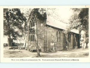 Old rppc REAR VIEW OF CHURCH Jamestown Virginia VA t2958