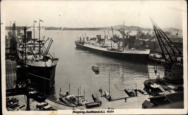 Vintage RPPC Auckland New Zealand NZ Shipping BOAT SHIPS STEAMERS