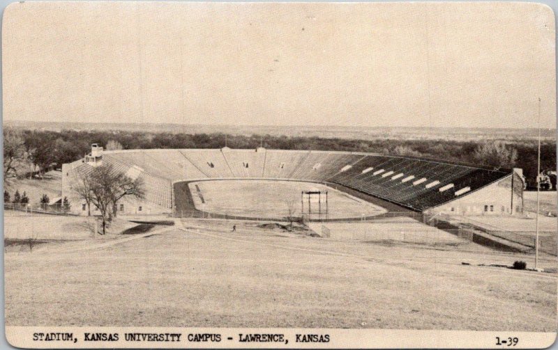 Kansas Lawrence Stadium Kansas University Campus Real Photo