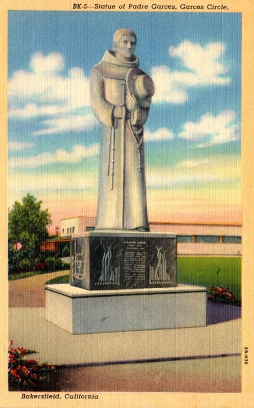 California Bakersfield Garces Circle Statue Of Padre Garces Curteich