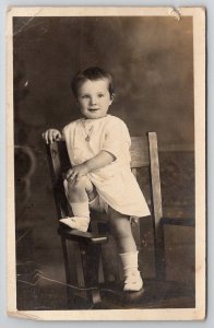 Ad Oklahoma RPPC Darling Boy Shipman Bullard c1913 Photo on Chair Postcard F23