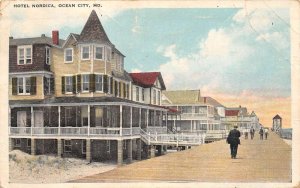 Ocean City Maryland Hotel Nordica Hotel and Boardwalk View Vintage Postcard U31