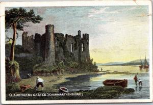 Llaugharne Castle (Caermarthenshire), Wales, Vintage Postcard I11