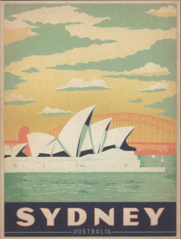 Sydney, Australia, Opera House, Retro Travel Poster Style, Postcard Z328965