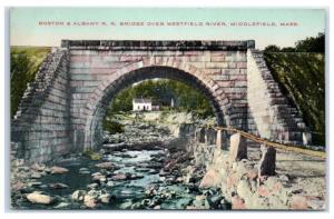 Early 1900s B & A Railroad Bridge over Westfield River, Middlefield, MA Postcard