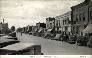 Frankfort Michigan MI Main Street Classic 1930s Cars Vintage Postcard