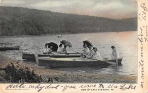 Sheridan Pennsylvania Women in Canoes Scenic View Antique Postcard J45630