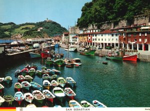 Vintage Postcard San Sebastian El Puerto Le Port Port Boats & Ships Spain 