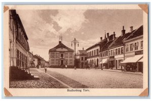 Rudkøbing Langeland Denmark Postcard Torvet Street Buildings Scene c1920's