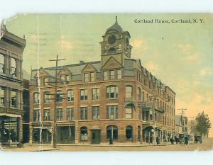 Divided-Back HORSE & CORTLAND HOUSE HOTEL Cortland New York NY t6162