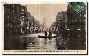 Old Postcard Floods of Paris January 1910 Rue de Lyon and the Gare PLM