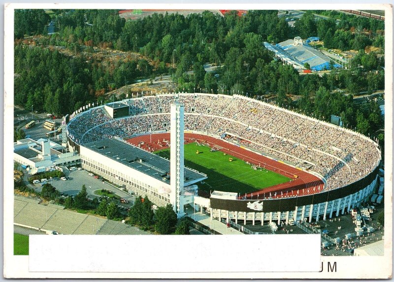 VINTAGE CONTINENTAL SIZE POSTCARD THE OLYMPIC STADIUM AT HELSINKI FINLAND