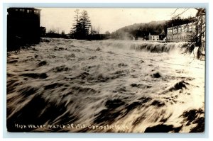 c1920's High Water Flood Springfield Vermont VT RPPC Photo Vintage Postcard