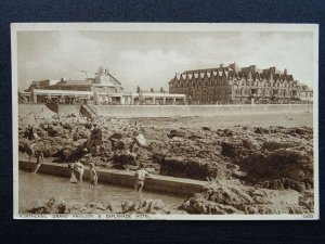 Wales PORTHCAWL Paddling Pool / Grand Pavilion & Esplanade Hotel c1930s Postcard