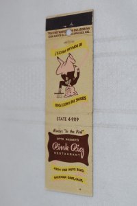 Otto Nasser's Pink Pig Restaurant Sherman Oaks CA 20 Strike Matchbook Cover