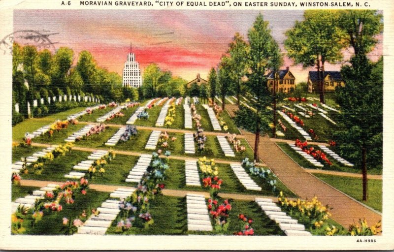 North Carolina Winston Salem Moravian Graveyard On Easter Sunday 1940 Curteich