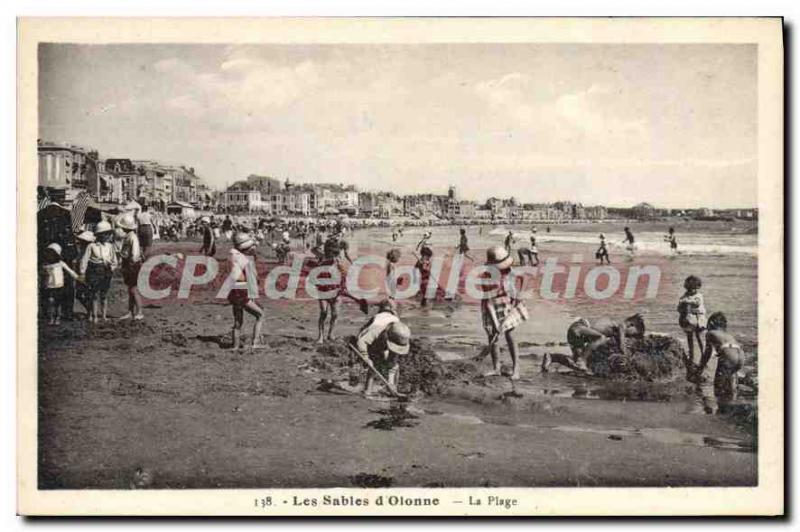 Old Postcard The Sables D'Olonne The Beach