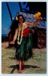 HONOLULU, HAWAII ~  Beautiful HULA DANCER  c1960s  Postcard