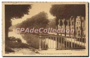 Postcard Old Ancy le Franc Burgundy Canal From The Bridge between the port