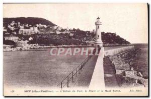 Old Postcard Lighthouse Nice L & # 39entree port Lighthouse and Mont Boron