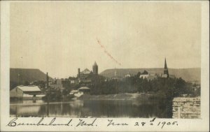 Cumberland MD Town View From Water 1905 Real Photo Postcard