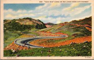 Dead Man Curve on Red Lodge Cooke City Highway, Montana Vintage Postcard Y06