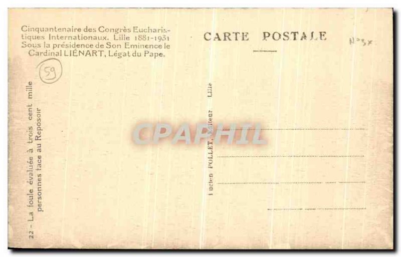 Old Postcard Lille Jubilee of international congresses eucharistiquues Cardin...