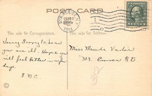 Valentines Day PU 1914 very light postal marking on front