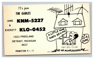 Vintage 1960's CBC Club QSL Postcard Comic Detroit Michigan