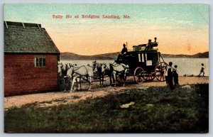 Bridgton Landing Maine~Horse Team Pulling Stagecoach~Tally Ho~Highland Lake~1911