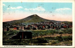 View Big Butte Town View Montana Postcard WB July 3 1921 Snowing Here