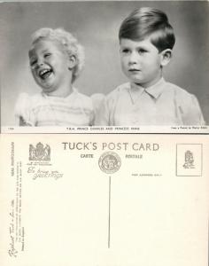 VINTAGE RPPC REAL PHOTO POSTCARD PRINCE CHARLES & PRINCESS ANNE UK ROYALTY