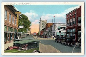 1940 Lakeland Florida Vintage Postcard Main Street View Road Old Cars Restaurant