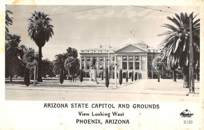 Phoenix Arizona State Capitol Grounds Frasher Real Photo Antique Postcard K19105