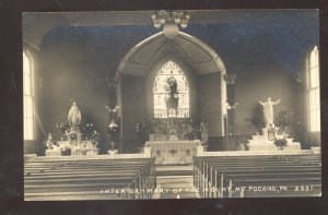 RPPC MOUNT MT. POCONO PENNSYLVANIA PA. CHURCH INTERIOR REAL PHOTO POSTCARD