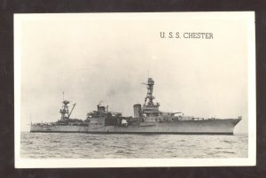 RPPC U.S. NAVY WARSHIP MILITARY SHIP USS CHESTER VINTAGE REAL PHOTO POSTCARD