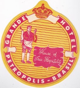 Brasil Petropolis Grande Hotel Vintage Luggage Label lbl0156