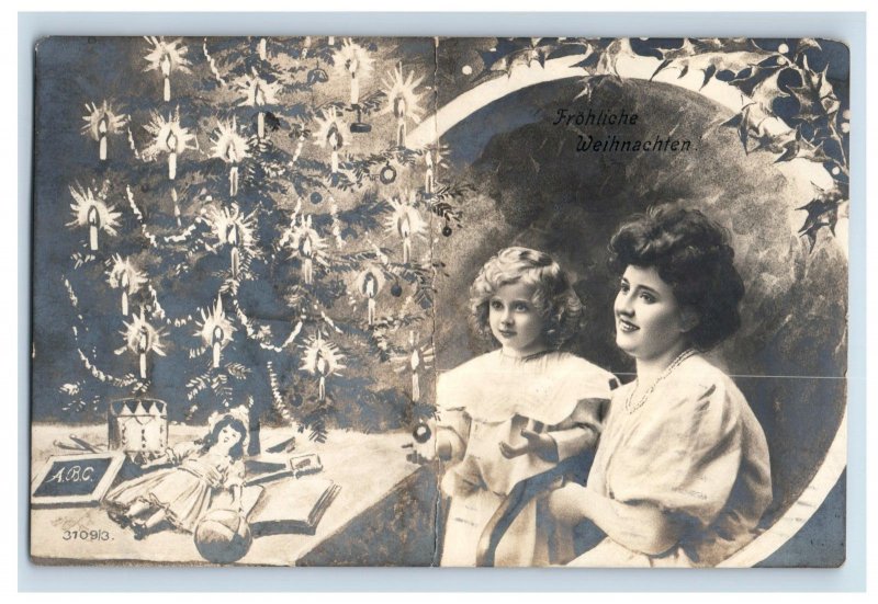 C. 1907 Christmas RPPC Tree Candles Real Photo. Postcard P213E