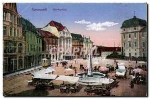 Old Postcard Darmstadt Markplarz