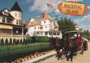 Victorian Cottages - Horse Drawn Carriage - Mackinac Island MI, Michigan