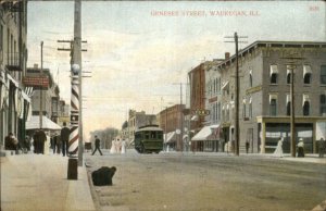 Waukegan IL Genesee St. c1910 Postcard