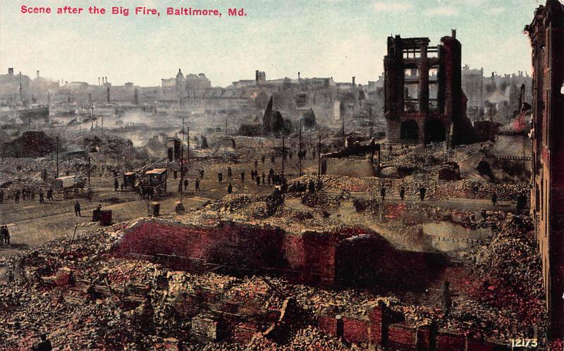 Scene After The Big Fire, Baltimore, Maryland, Early Postcard, Unused