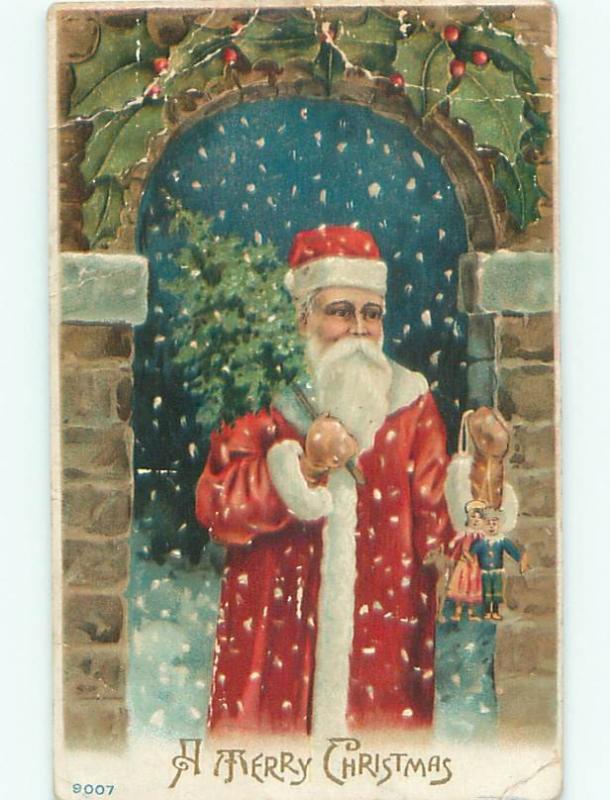 Pre-Linen Christmas SANTA CLAUS DELIVERING SMALL CHRISTMAS AB4717