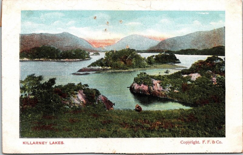 Killarney Lakes Mountains WB Antique Postcard DB Germany UNP Unused FF & Co 